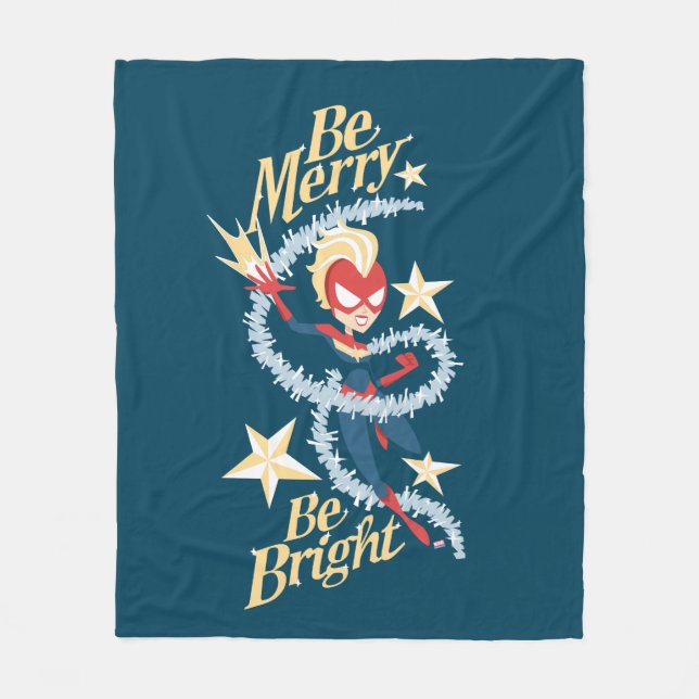 Avengers Seasonal | Captain Marvel "Be Merry" Fleece Blanket (Front)