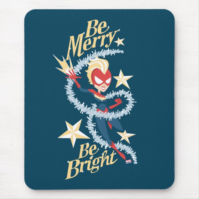 Avengers Seasonal | Captain Marvel "Be Merry" Mouse Pad (Front)