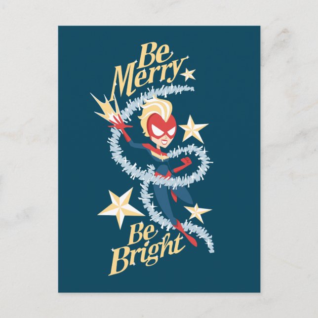 Avengers Seasonal | Captain Marvel "Be Merry" Postcard (Front)