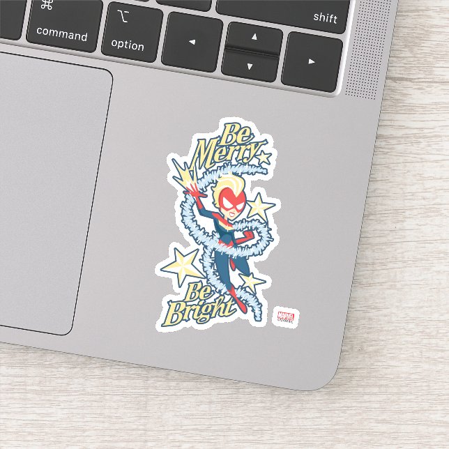 Avengers Seasonal | Captain Marvel "Be Merry" Sticker (Detail)