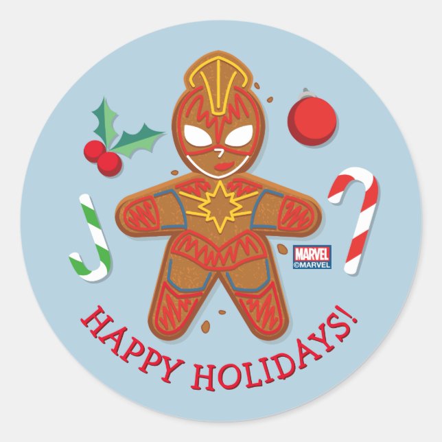 Avengers Seasonal | Captain Marvel Cookie Classic Round Sticker (Front)