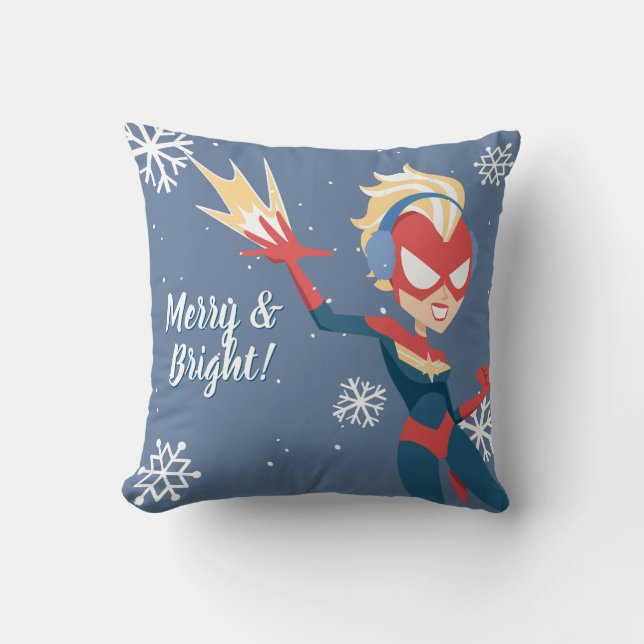 Avengers Seasonal | Captain Marvel Throw Pillow (Front)