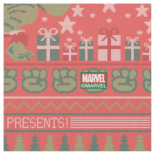 Avengers Seasonal | Hulk Cross-Stitch Gift Pattern Fabric (Close Up)