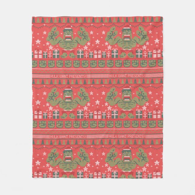Avengers Seasonal | Hulk Cross-Stitch Gift Pattern Fleece Blanket (Front)