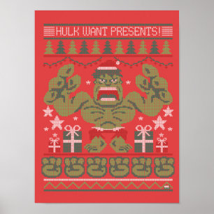 Avengers Seasonal Hulk Cross-Stitch Graphic Poster