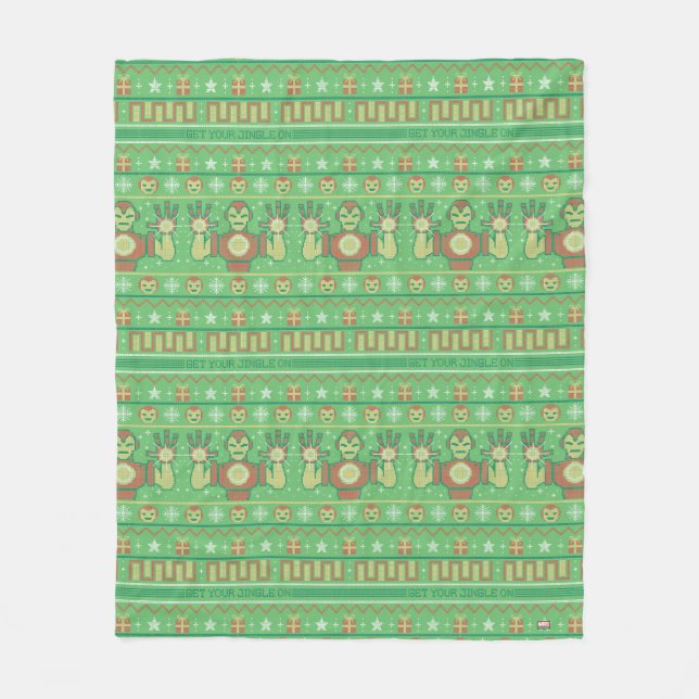 Avengers Seasonal | Iron Man Cross-Stitch Pattern Fleece Blanket (Front)