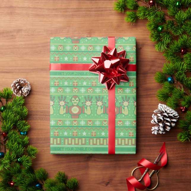 Avengers Seasonal | Iron Man Cross-Stitch Pattern Wrapping Paper (Holiday Gift)