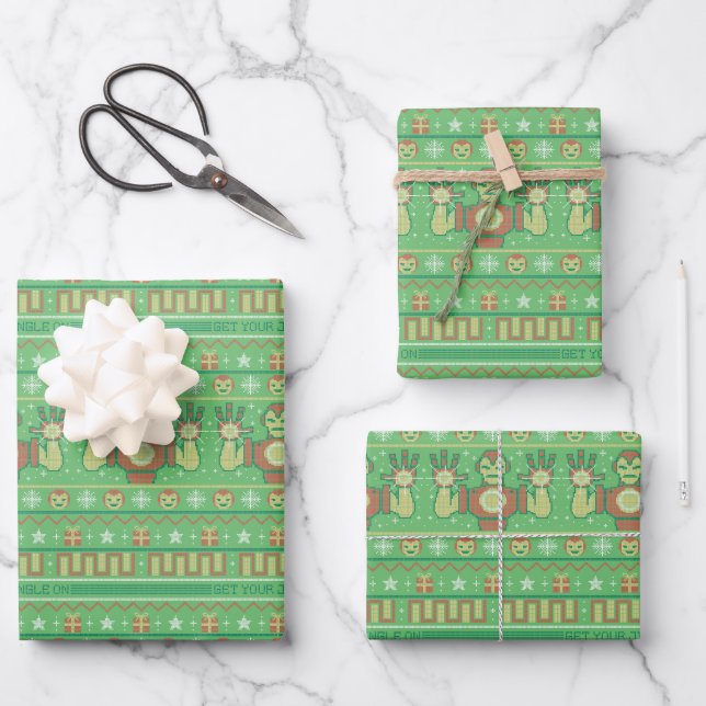 Avengers Seasonal | Iron Man Cross-Stitch Pattern Wrapping Paper Sheets (Front)