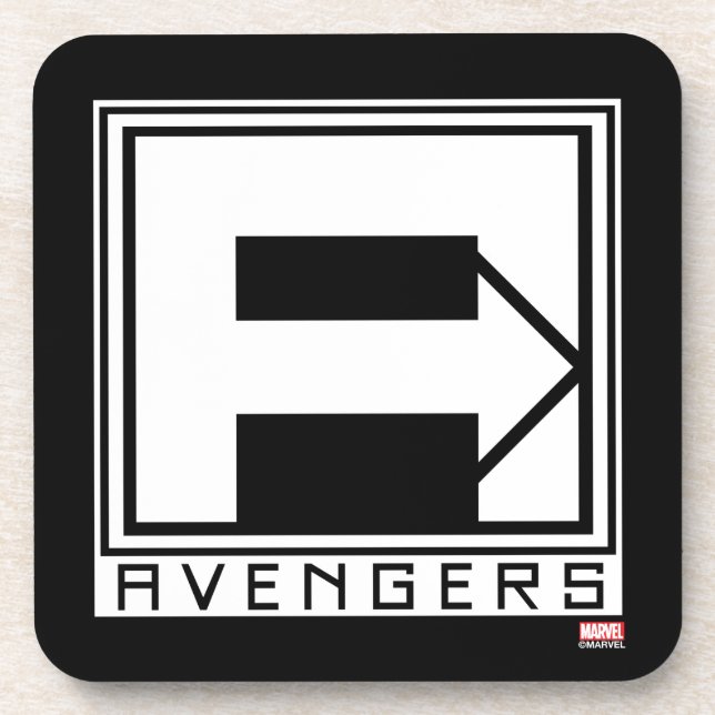 Avengers | Square Blocked Avengers Logo Beverage Coaster (Front)