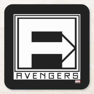 Avengers Square Blocked Avengers Logo Paper Coaster