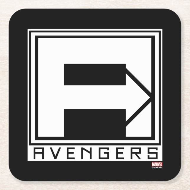Avengers | Square Blocked Avengers Logo Paper Coaster (Front)
