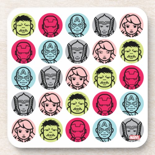 Avengers Stylized Line Art Icons Pattern Drink Coaster