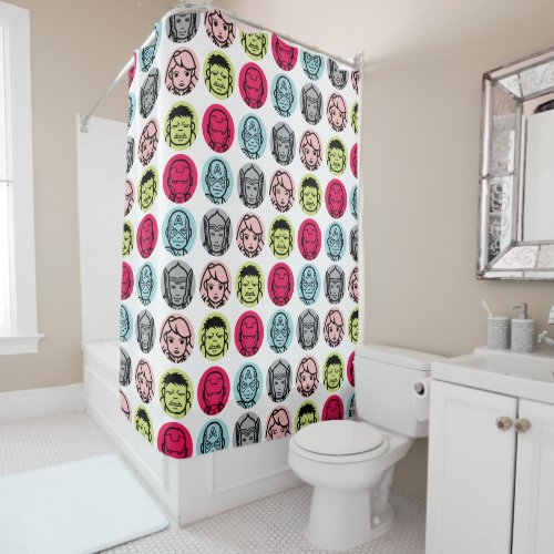 Avengers Stylized Line Art Icons Pattern Shower Curtain