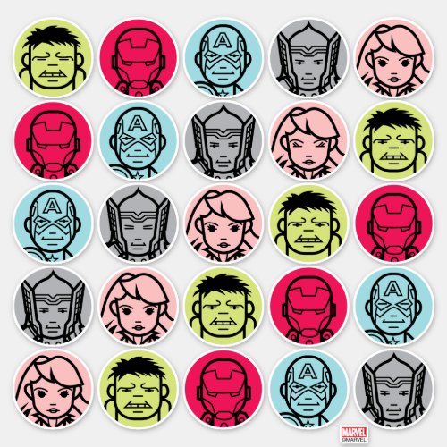 Avengers Stylized Line Art Icons Pattern Sticker