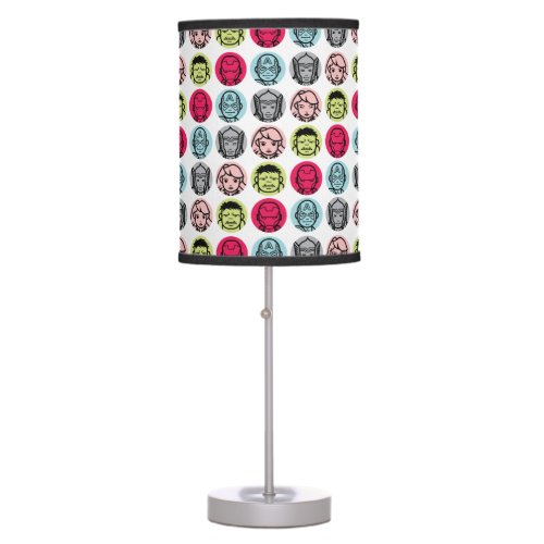 Avengers Stylized Line Art Icons Pattern Table Lamp