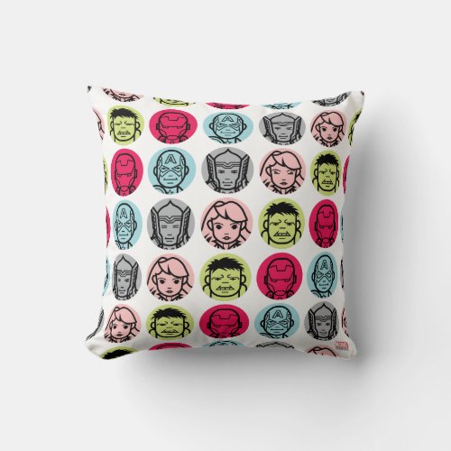 Avengers Stylized Line Art Icons Pattern Throw Pillow