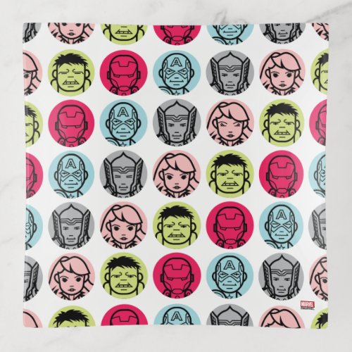 Avengers Stylized Line Art Icons Pattern Trinket Tray