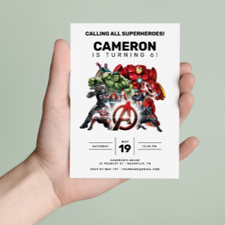 Avengers Superhero Birthday Invitation