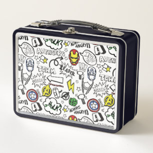 Avengers Symbols Doodle Pattern Metal Lunch Box