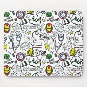 Avengers Symbols Doodle Pattern Mouse Pad