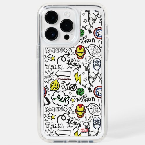 Avengers Symbols Doodle Pattern Speck iPhone 14 Pro Max Case