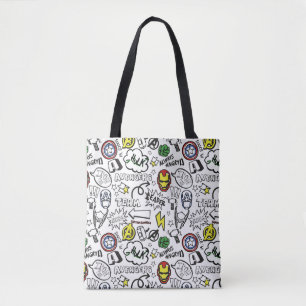 Avengers Symbols Doodle Pattern Tote Bag