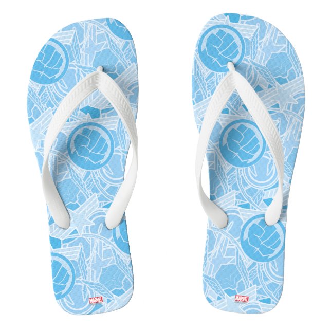 Avengers Symbols Pattern Flip Flops (Footbed)