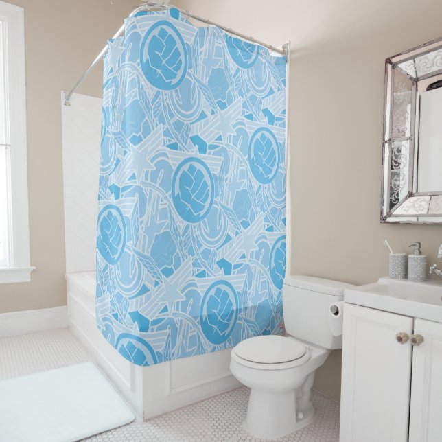Avengers Symbols Pattern Shower Curtain (In Situ)
