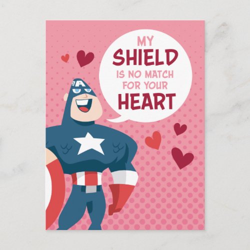 Avengers Valentines Day  Captain America Shield Postcard