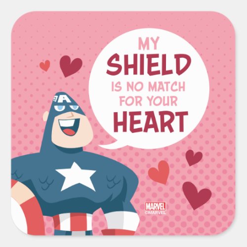 Avengers Valentines Day  Captain America Shield Square Sticker