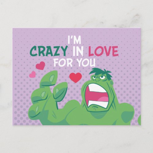 Avengers Valentines Day  Hulk Crazy In Love Postcard