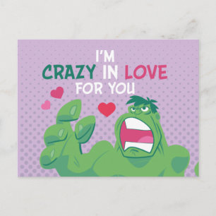 Avengers Valentine's Day Hulk Crazy In Love Postcard