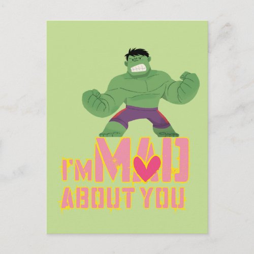 Avengers Valentines Day  Hulk Mad About You Postcard
