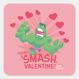 Avengers Valentine's Day   Hulk - You're A Smash Square Sticker