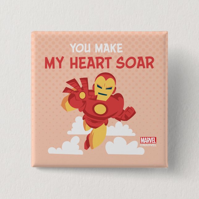 Avengers Valentine's Day | Iron Man Heart Soar Button (Front)