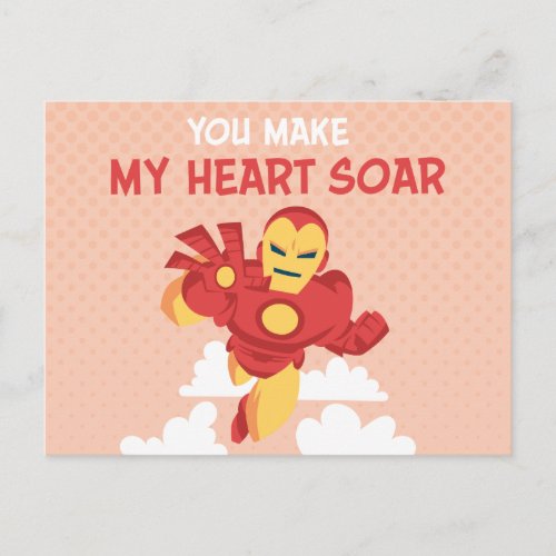 Avengers Valentines Day  Iron Man Heart Soar Postcard