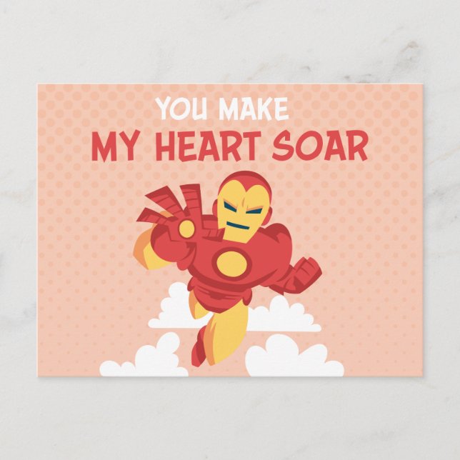 Avengers Valentine's Day | Iron Man Heart Soar Postcard (Front)