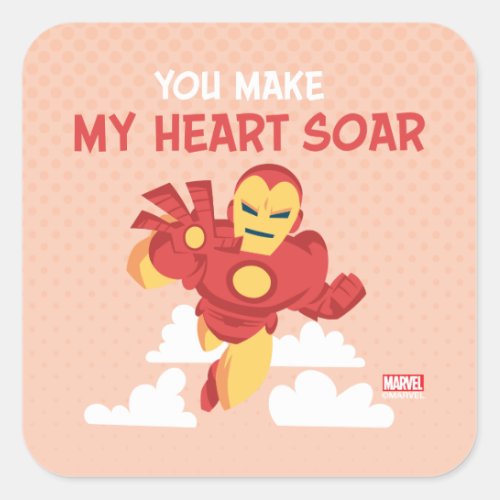 Avengers Valentines Day  Iron Man Heart Soar Square Sticker