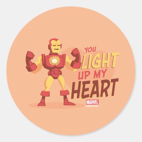 Avengers Valentines Day  Iron Man Light My Heart Classic Round Sticker