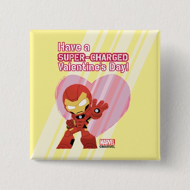 Avengers Valentine's Day | Iron Man Super-Charged Button (Front)