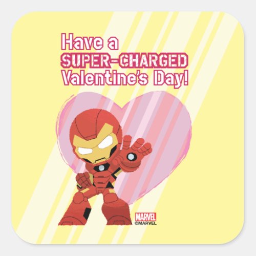 Avengers Valentines Day  Iron Man Super_Charged Square Sticker