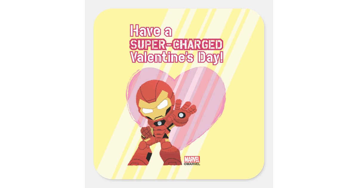 Avengers Valentine's Day, Iron Man Super-Charged Square Sticker