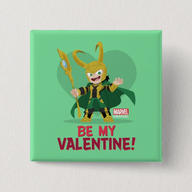 Avengers Valentine's Day | Loki - Be My Valentine Button (Front)