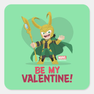 Avengers Valentine's Day Loki - Be My Valentine Square Sticker