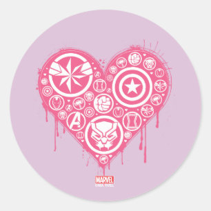 Avengers Valentine's Day   Painted Heart Icons Classic Round Sticker