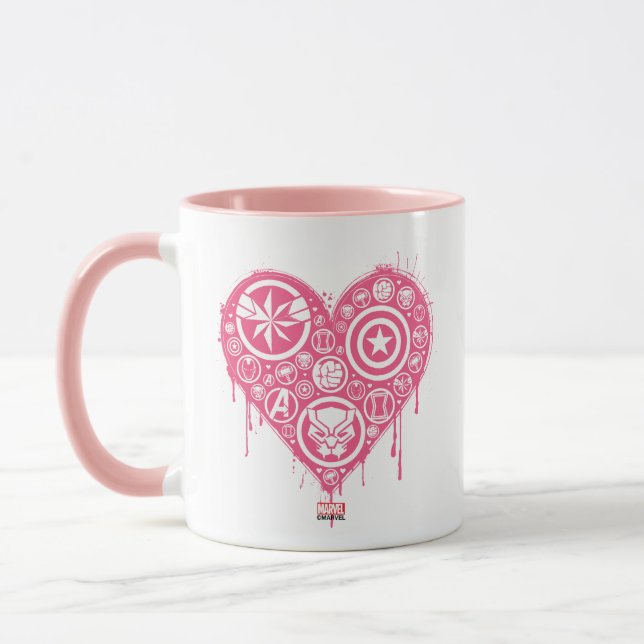 Avengers Valentine's Day | Painted Heart Icons Mug (Left)