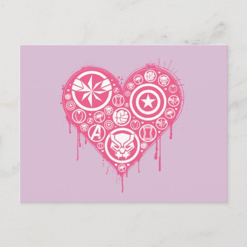 Avengers Valentines Day  Painted Heart Icons Postcard