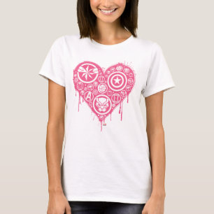 Avengers Valentine's Day   Painted Heart Icons T-Shirt