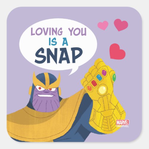 Avengers Valentines Day  Thanos Snap Square Sticker