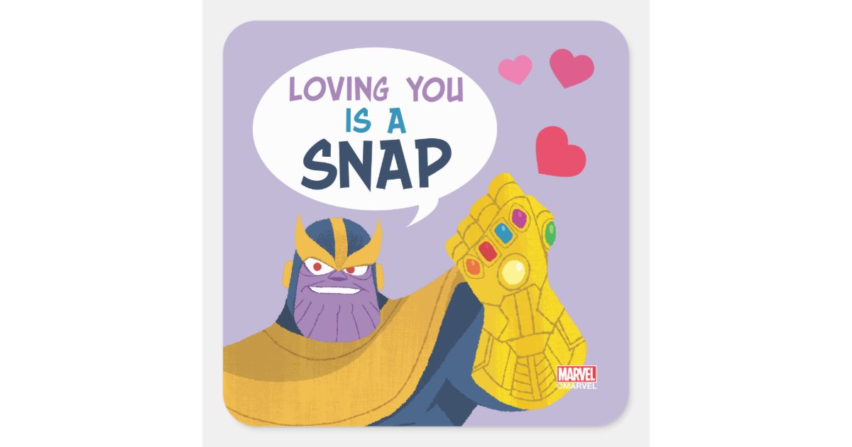 Avengers Valentine's Day | Thanos Snap Square Sticker | Zazzle
